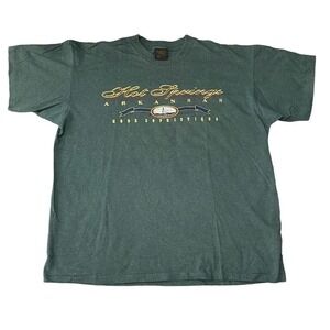 Vintage tourist travel Hot Springs Arkansas single stitch Striped T-Shirt Sz XL